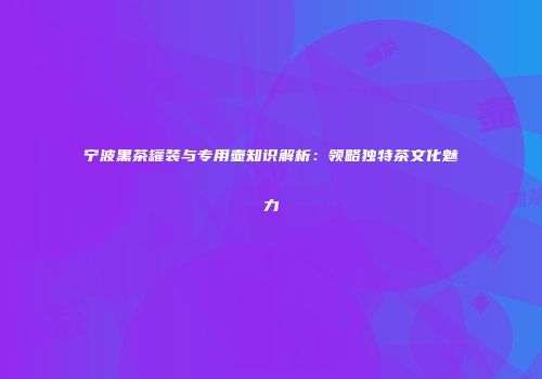宁波黑茶罐装与专用壶知识解析：领略独特茶文化魅力