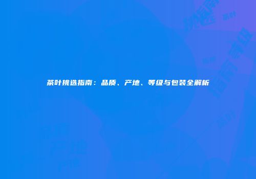 茶叶挑选指南：品质、产地、等级与包装全解析