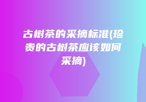 古树茶的采摘标准(珍贵的古树茶应该如何采摘)