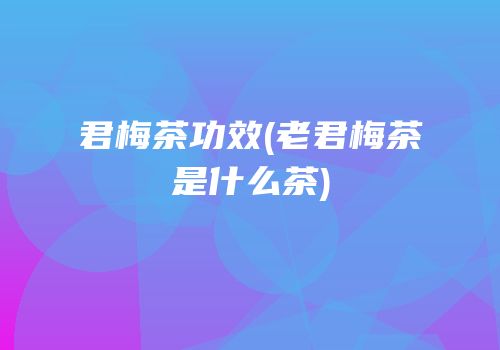 君梅茶功效(老君梅茶是什么茶)
