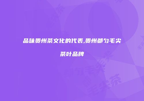 品味贵州茶文化的代表,贵州都匀毛尖茶叶品牌