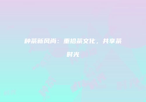 种茶新风尚：重拾茶文化，共享茶时光