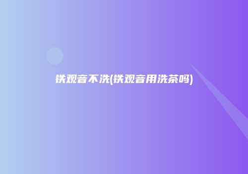铁观音不洗(铁观音用洗茶吗)