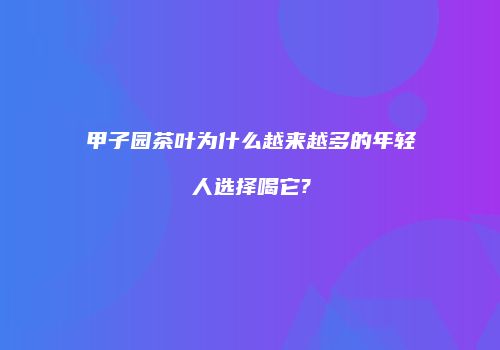 甲子园茶叶为什么越来越多的年轻人选择喝它?