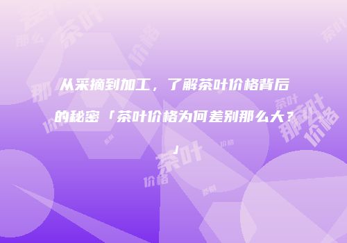 从采摘到加工，了解茶叶价格背后的秘密「茶叶价格为何差别那么大？」