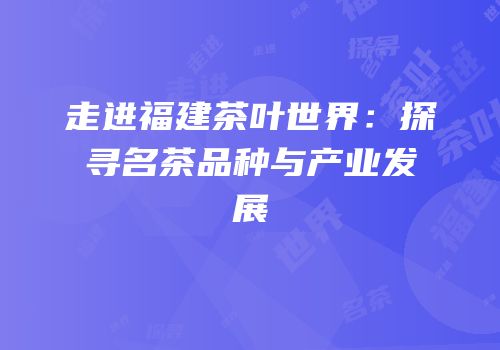 走进福建茶叶世界：探寻名茶品种与产业发展