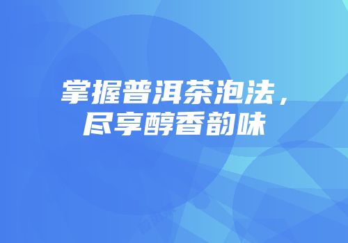 掌握普洱茶泡法，尽享醇香韵味
