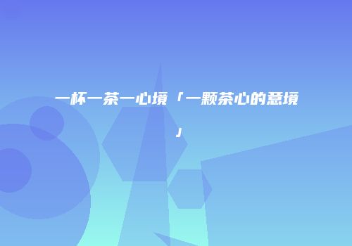 一杯一茶一心境「一颗茶心的意境」
