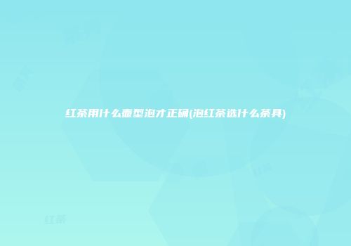 红茶用什么壶型泡才正确(泡红茶选什么茶具)