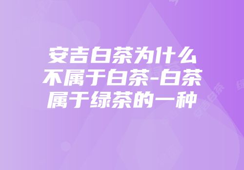 安吉白茶为什么不属于白茶-白茶属于绿茶的一种