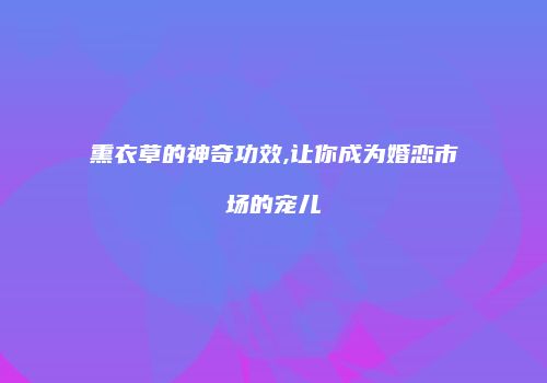 熏衣草的神奇功效,让你成为婚恋市场的宠儿