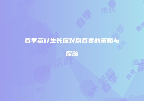 春季茶叶生长应对倒春寒的策略与保障