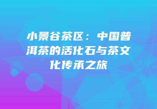 小景谷茶区：中国普洱茶的活化石与茶文化传承之旅