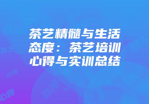 茶艺精髓与生活态度：茶艺培训心得与实训总结