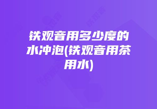 铁观音用多少度的水冲泡(铁观音用茶用水)
