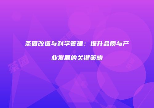茶园改造与科学管理：提升品质与产业发展的关键策略