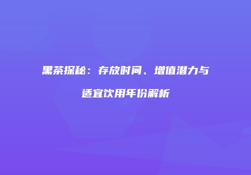 黑茶探秘：存放时间、增值潜力与适宜饮用年份解析