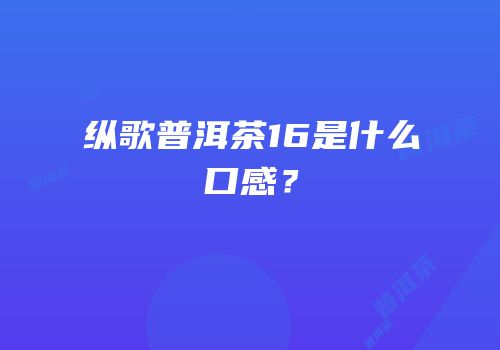 纵歌普洱茶16是什么口感？
