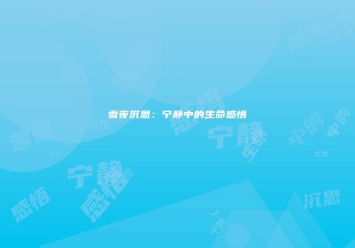 雪夜沉思：宁静中的生命感悟