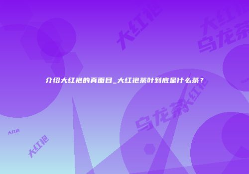 介绍大红袍的真面目_大红袍茶叶到底是什么茶？