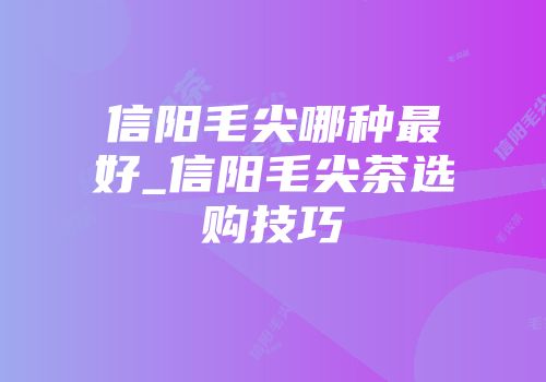 信阳毛尖哪种最好_信阳毛尖茶选购技巧