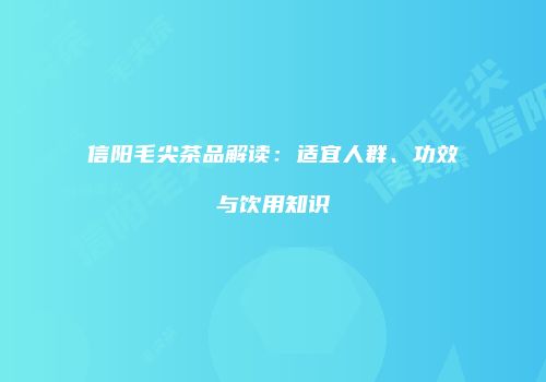 信阳毛尖茶品解读：适宜人群、功效与饮用知识