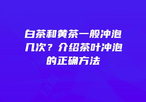 白茶和黄茶一般冲泡几次？介绍茶叶冲泡的正确方法