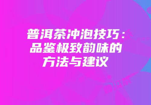 普洱茶冲泡技巧：品鉴极致韵味的方法与建议