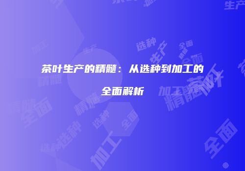 茶叶生产的精髓：从选种到加工的全面解析