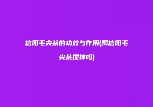 信阳毛尖茶的功效与作用(喝信阳毛尖茶提神吗)