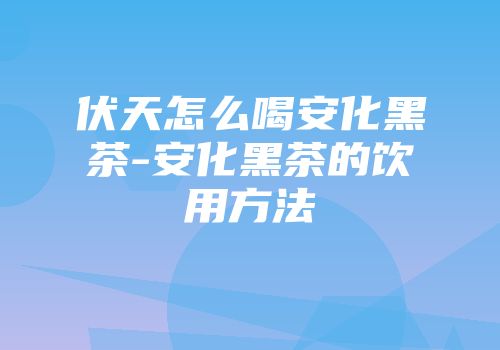 伏天怎么喝安化黑茶-安化黑茶的饮用方法