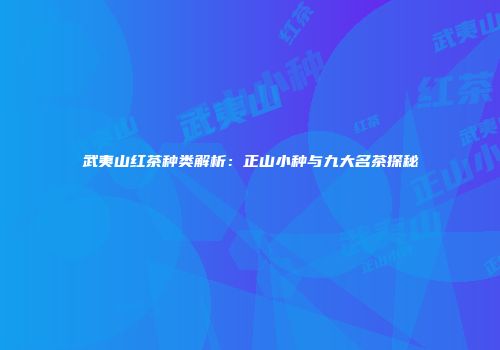 武夷山红茶种类解析：正山小种与九大名茶探秘