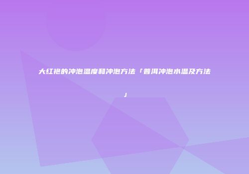 大红袍的冲泡温度和冲泡方法「普洱冲泡水温及方法」