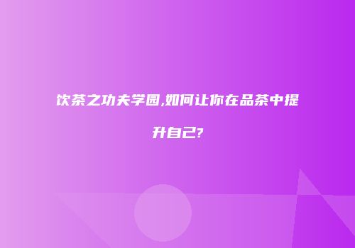 饮茶之功夫学园,如何让你在品茶中提升自己?