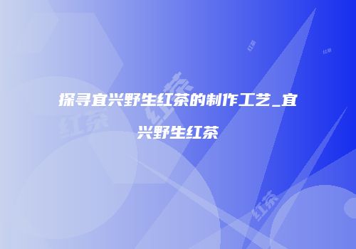 探寻宜兴野生红茶的制作工艺_宜兴野生红茶