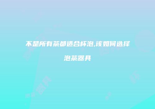 不是所有茶都适合杯泡,该如何选择泡茶器具