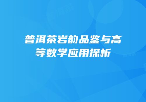 普洱茶岩韵品鉴与高等数学应用探析