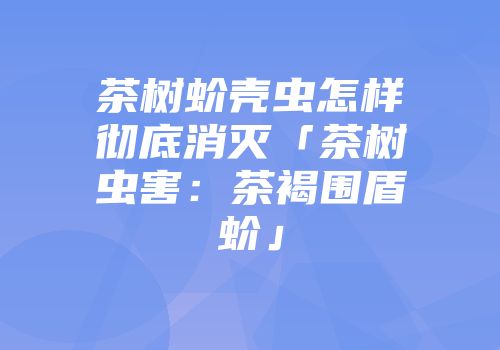 茶树蚧壳虫怎样彻底消灭「茶树虫害：茶褐围盾蚧」