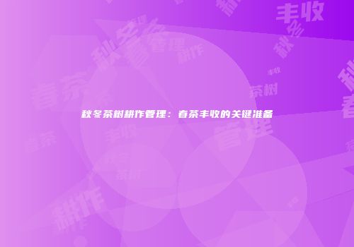 秋冬茶树耕作管理：春茶丰收的关键准备
