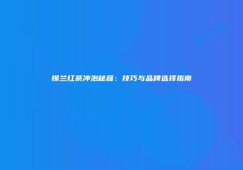 锡兰红茶冲泡秘籍：技巧与品牌选择指南