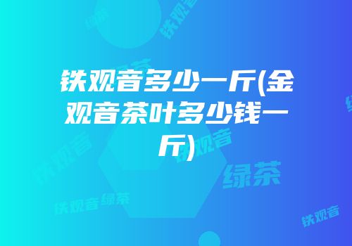 铁观音多少一斤(金观音茶叶多少钱一斤)