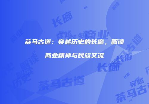 茶马古道：穿越历史的长廊，解读商业精神与民族交流