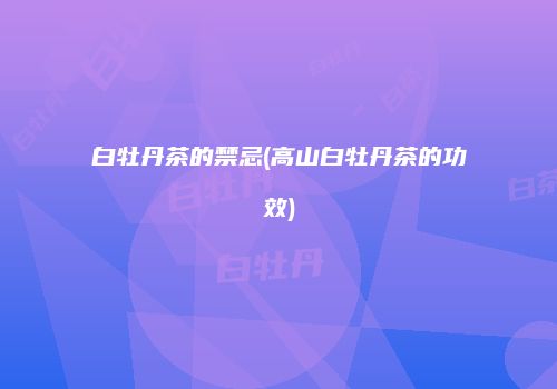 白牡丹茶的禁忌(高山白牡丹茶的功效)