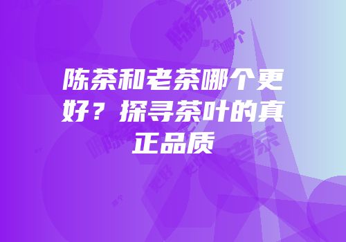 陈茶和老茶哪个更好？探寻茶叶的真正品质