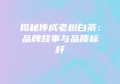 揭秘传成老树白茶：品牌故事与品质标杆