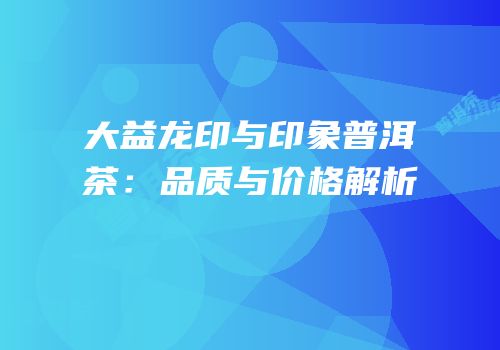 大益龙印与印象普洱茶：品质与价格解析