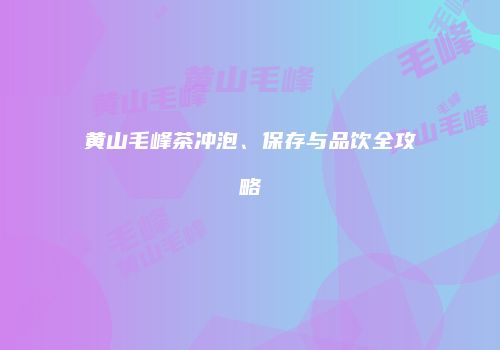 黄山毛峰茶冲泡、保存与品饮全攻略