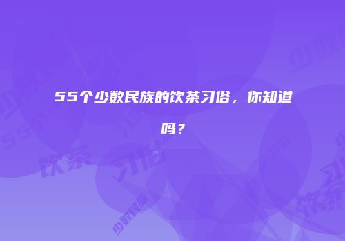 55个少数民族的饮茶习俗，你知道吗？