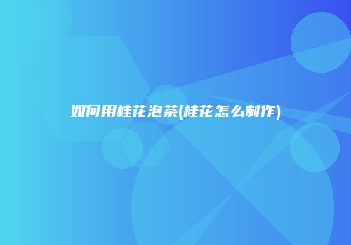 如何用桂花泡茶(桂花怎么制作)