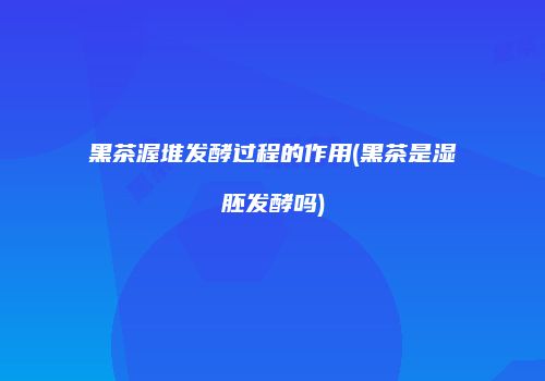 黑茶渥堆发酵过程的作用(黑茶是湿胚发酵吗)